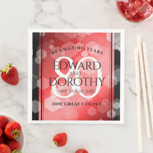 Elegant 80th Ruby Wedding Anniversary Celebration Napkin