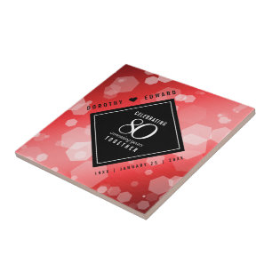 Elegant 80th Ruby Wedding Anniversary Celebration Tile