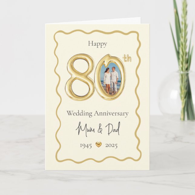 Elegant 80th Wedding Anniversary Card - Mom & Dad (Front)
