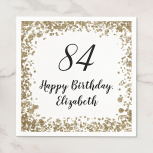 Elegant 84th Birthday Napkins With Gold Sequins