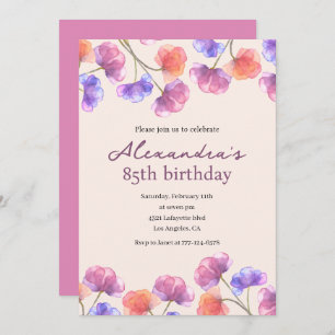 Elegant 85th birthday invitations Boho Floral Chic
