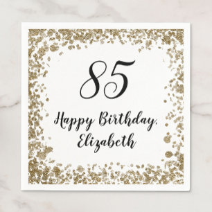 Elegant 85th Birthday Napkins With Gold Sequins