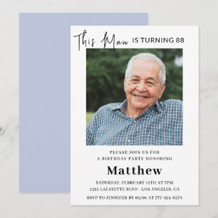 Elegant 88th birthday invitations Men Photo