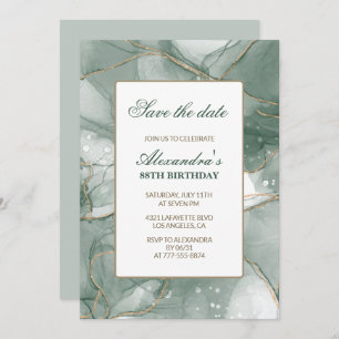 Elegant 88th birthday invitations Save the date 
