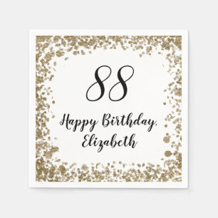 Elegant 88th Birthday Napkins With Gold Sequins