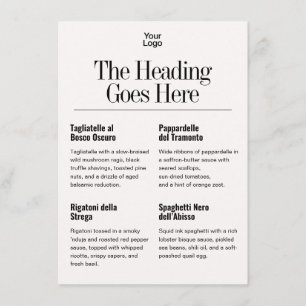 Elegant 8 Dishes Logo White Ivory Business Menu