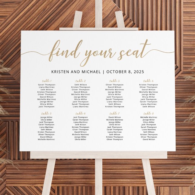 Elegant 8 Tables Find Your Seat Seating Chart (Creator Uploaded)