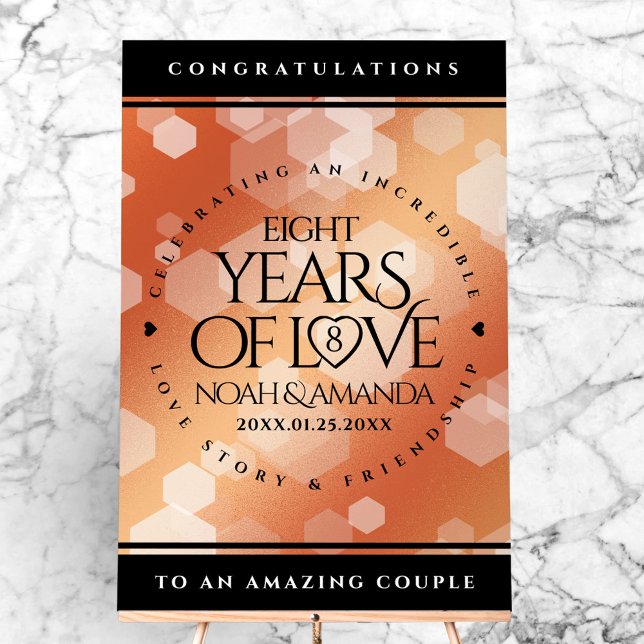 Élégant 8ème anniversaire de Mariage de bronze (Elegant 8th Bronze Wedding Anniversary Acrylic Sign Cover Photo)