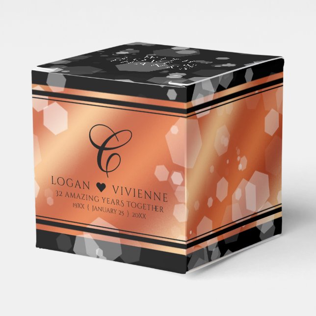 Elegant 8th 32nd Bronze Wedding Anniversary Favor Box (Front Side)