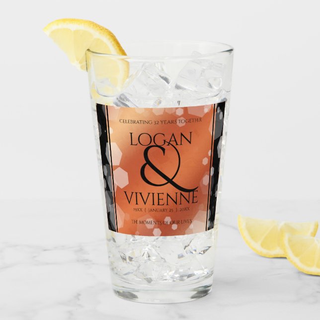 Elegant 8th 32nd Bronze Wedding Anniversary Glass (Front Ice)