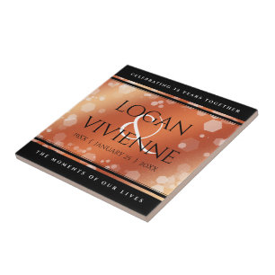 Elegant 8th 32nd Bronze Wedding Anniversary Tile