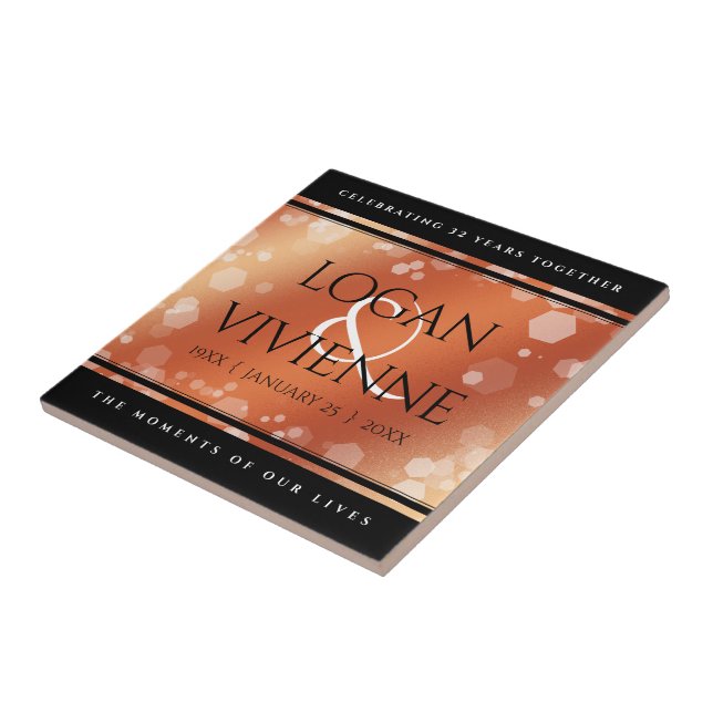 Elegant 8th 32nd Bronze Wedding Anniversary Tile (Side)