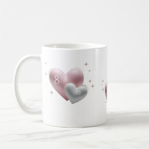 Elegant 8th Anniversary Big Little Hearts Classic  Coffee Mug