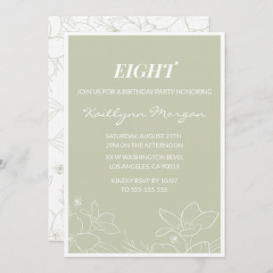 Elegant 8th birthday invitations Modern Floral 