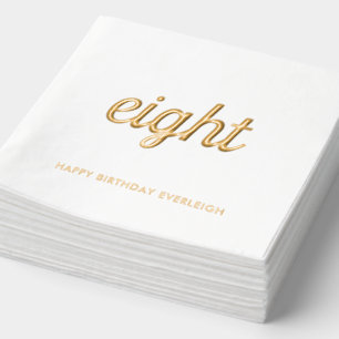 Elegant 8th Birthday Modern Gold Foil Napkins