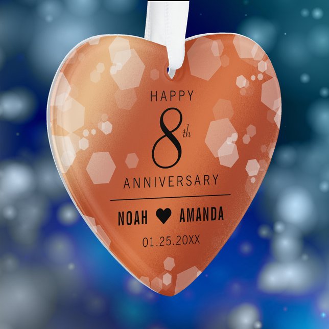 Elegant 8th Bronze Wedding Anniversary Acrylic Ornament (Elegant 8th Bronze Wedding Anniversary Acrylic Ornament Cover Photo.)