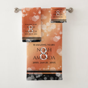 Elegant 8th Bronze Wedding Anniversary Bath Towel Set