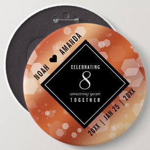 Elegant 8th Bronze Wedding Anniversary Celebration 6 Inch Round Button