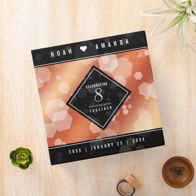 Elegant 8th Bronze Wedding Anniversary Celebration Binder (In Situ)