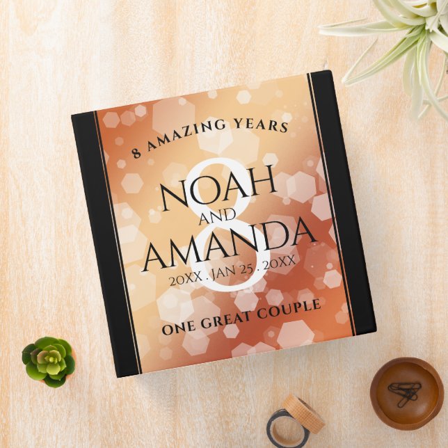 Elegant 8th Bronze Wedding Anniversary Celebration Binder (In Situ)