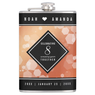 Elegant 8th Bronze Wedding Anniversary Celebration Hip Flask