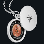 Elegant 8th Bronze Wedding Anniversary Celebration Locket Necklace<br><div class="desc">Commemorate the 8th wedding anniversary with this elegant locket! Elegant black and white lettering with hexagonal confetti on a bronze foil background add a memorable touch for this special occasion and milestone. Customize with the happy couple's names, and add dates for their bronze anniversary. Design © W.H. Sim, All Rights...</div>