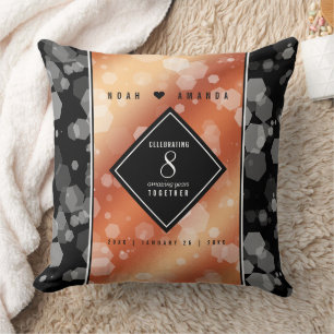Elegant 8th Bronze Wedding Anniversary Celebration Throw Pillow