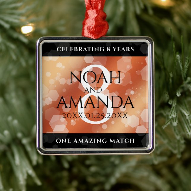 Elegant 8th Bronze Wedding Anniversary Metal Ornament (Tree)