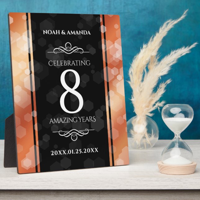 Elegant 8th Bronze Wedding Anniversary Plaque (Side)