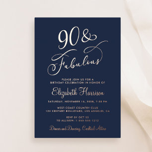 Elegant 90 And Fabulous Blue 90th Birthday Party