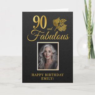 Elegant 90 and Fabulous Twigs 90th Birthday Photo Card