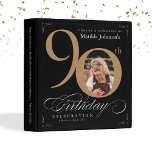 Elegant 90th Birthday Black Gold Calligraphy Photo Binder<br><div class="desc">Elegant 90th Birthday Black Gold Calligraphy Photo 3 ring binder. And elegantly designed special birthday celebration, featuring a custom photo of birthday person and script calligraphy with vintage flourish elements. Add photo inserts to this binder to make it a wonderful album to store all your photos and memories of the...</div>