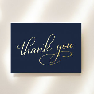 Elegant 90th Birthday Blue Foil Thank You Card