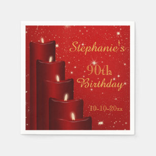Elegant 90th Birthday Candles With Sparkle Napkin
