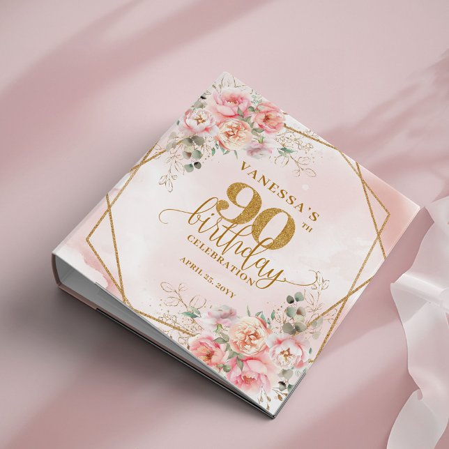 Elegant 90th Birthday Memory Album Blush Pink Gold Binder (Elegant 90th Birthday Memory Album Blush Pink Gold

)