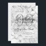 Elegant 90th Birthday Party Floral Silver White Invitation<br><div class="desc">Elegant 90th Birthday Party Floral Silver & White invitation template.</div>