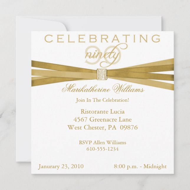 Elegant 90th Birthday Party Invitations (Front)