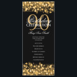 Elegant 90th Birthday Party Program Gold w/ Menu<br><div class="desc">Elegant "Birthday Party Program" design with Sparkles & Lights in Gold w/ custom text.</div>