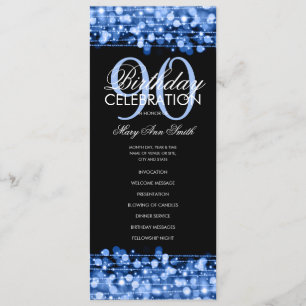 Elegant 90th Birthday Party Program Navy Menu