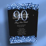 Elegant 90th Birthday Party Program Navy w/ Menu<br><div class="desc">Elegant "Birthday Party Program" design with Sparkles & Lights in Navy w/ custom text.</div>