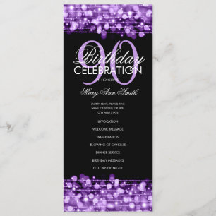Elegant 90th Birthday Party Program Purple Menu