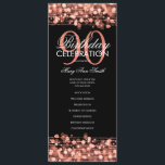 Elegant 90th Birthday Party Program Rose Gold Menu<br><div class="desc">Elegant "Birthday Party Program" design with Sparkles & Lights in Rose Gold w/ custom text.</div>