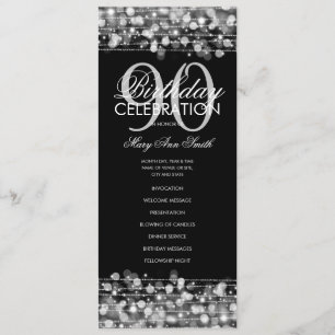 Elegant 90th Birthday Party Program Silver Menu
