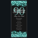 Elegant 90th Birthday Party Program Teal Menu<br><div class="desc">Elegant "Birthday Party Program" design with Sparkles & Lights in Teal w/ custom text.</div>