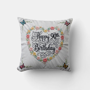 Elegant 90th Birthday Throw Pillow: A Stylish Trib Pillow