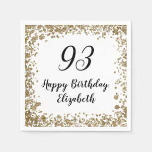 Elegant 93rd Birthday Napkins With Gold Sequins