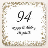Elegant 94th Birthday Coasters With Gold Sequins