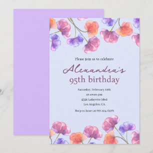 Elegant 95th birthday invitations Boho Floral Chic