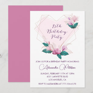 Elegant 95th birthday invitations Pink Floral
