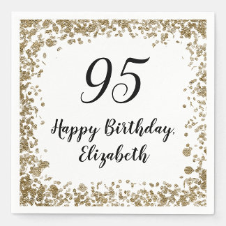 Elegant 95th Birthday Napkins With Gold Sequins